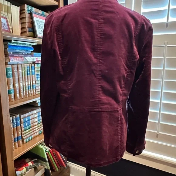 Chico's Rich Burgundy Utility Jacket with Gold Accents - Picture 3 of 10